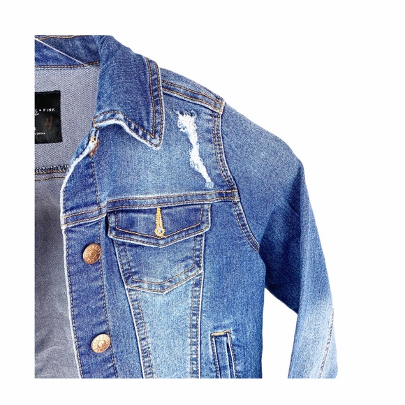 CELEBRITY PINK Distressed Denim Cropped Jacket Med - Picture 5 of 5